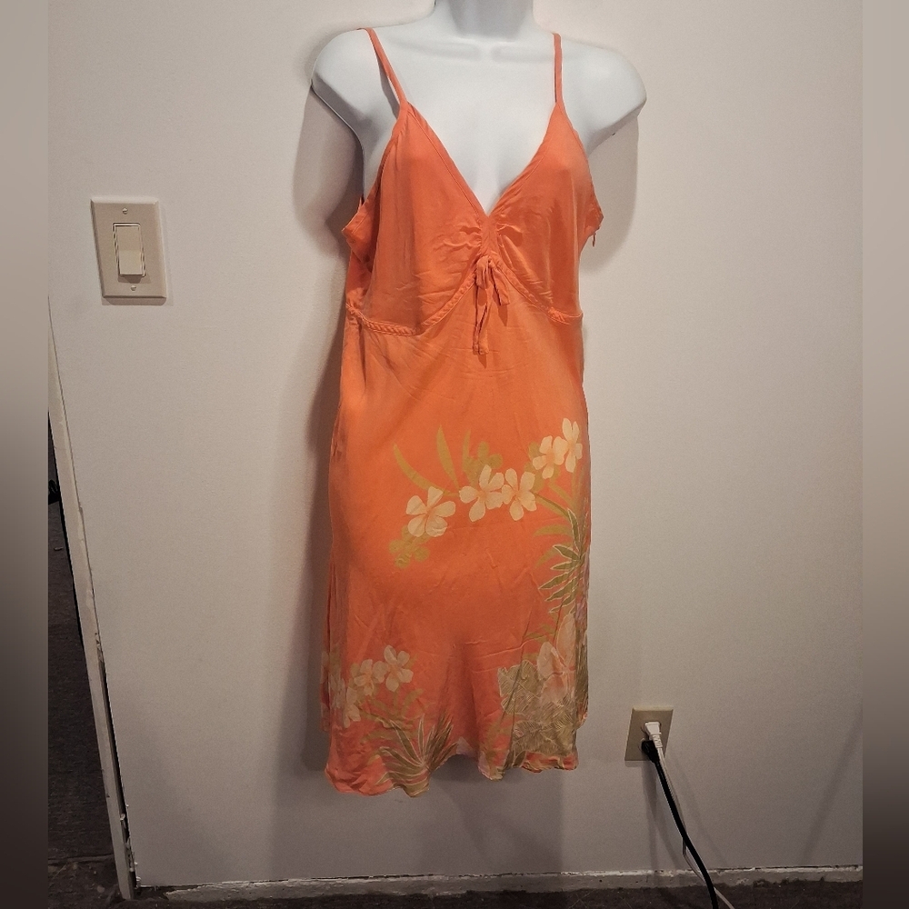 Tori Richards Size 10 Silk Orange Floral Mini Dress FLAW